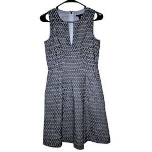 J. Crew Size 2 Lace Cream Black Lined Plunge Neck Dress Women Stylish 100%Cotton